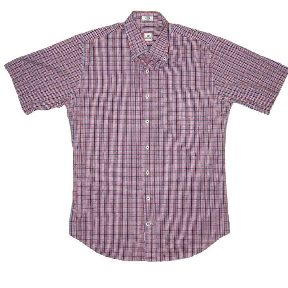 Peter Millar Plaid Shirt Sleeve Button Down Shirt: Size Medium